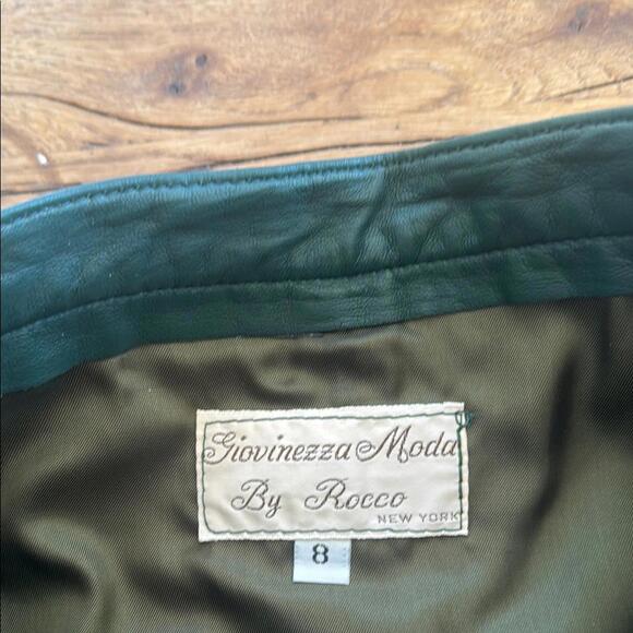 Vintage Giovinessa Moda Vintage Green Leather Pencil Skirt 8 - Picture 3 of 5